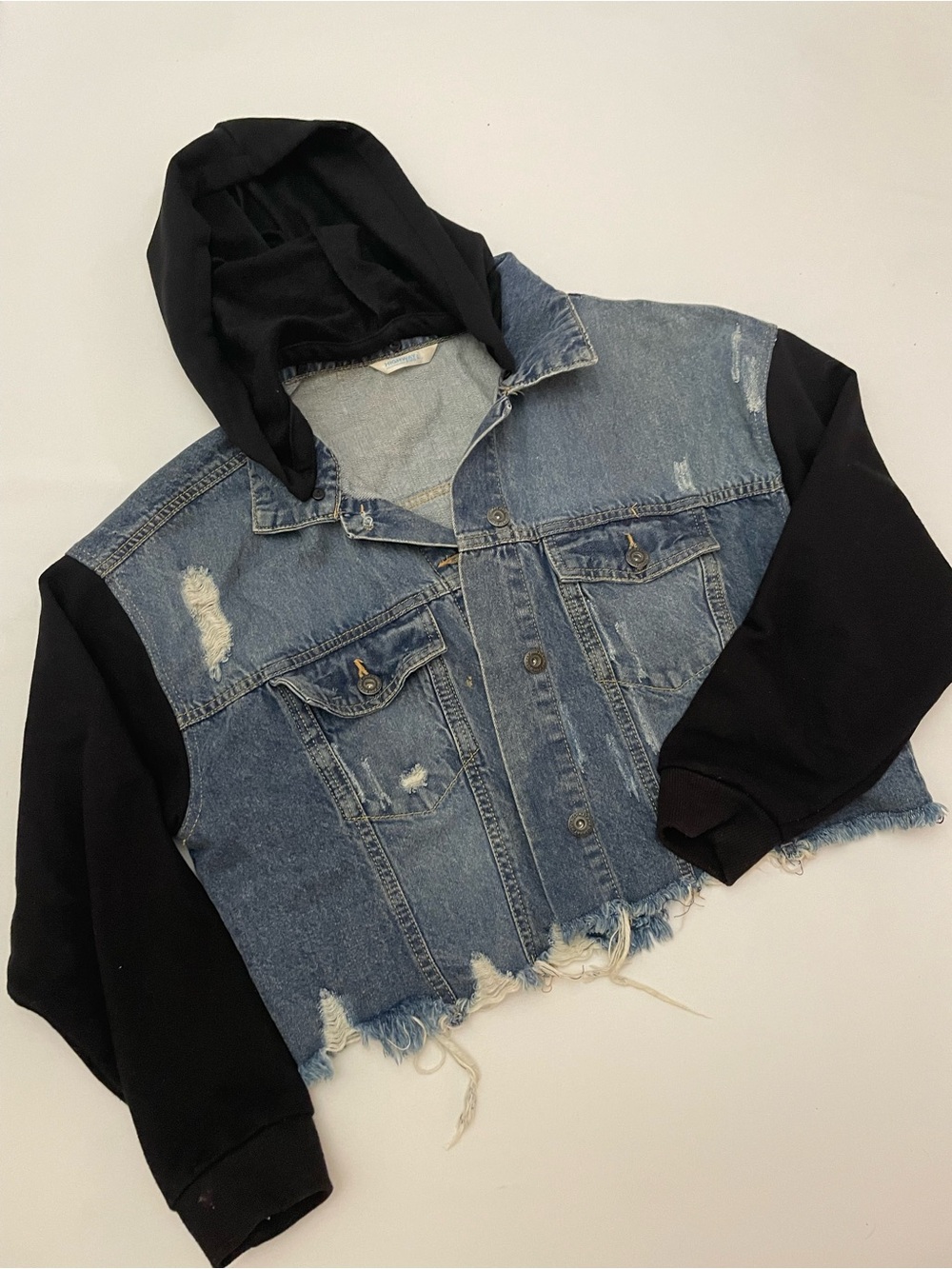🔥 Highway Jeans Distressed Denim Hoodie Jacket – Size L
